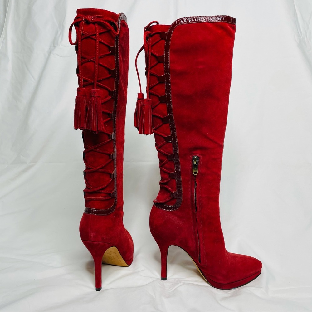 Brand New Red Suede Boots with Tassel 5.5M